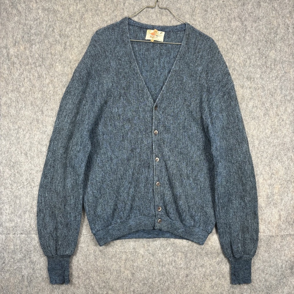 Arnold Palmer Robert Bruce Alpaca Wool Cardigan Sweater Men's XL Blue Kobain 60s - Picture 1 of 8
